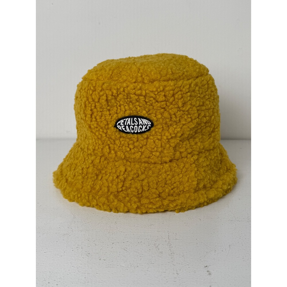 Petals and Peacocks Mustard Yellow Sherpa Faux Shearling Bucket Hat Streetwear